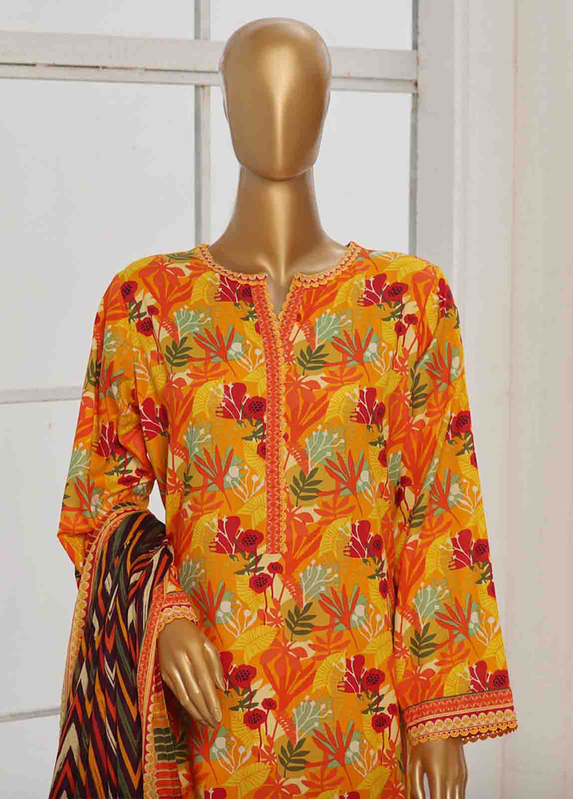 WC-047- 3 Piece Printed Cotton Suit