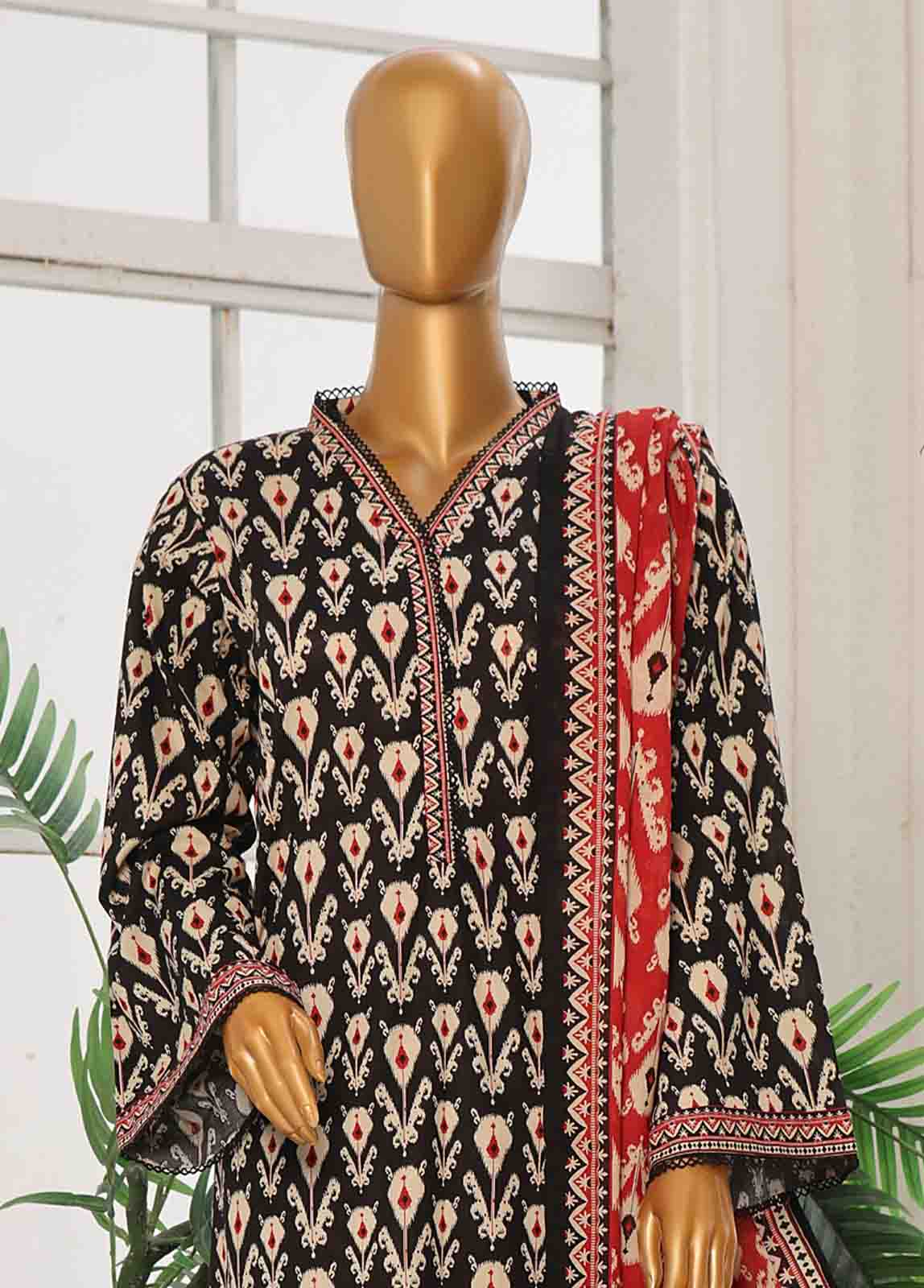 Bin Saeed Fabric - WC-049- 3 Piece Printed Cotton Suit