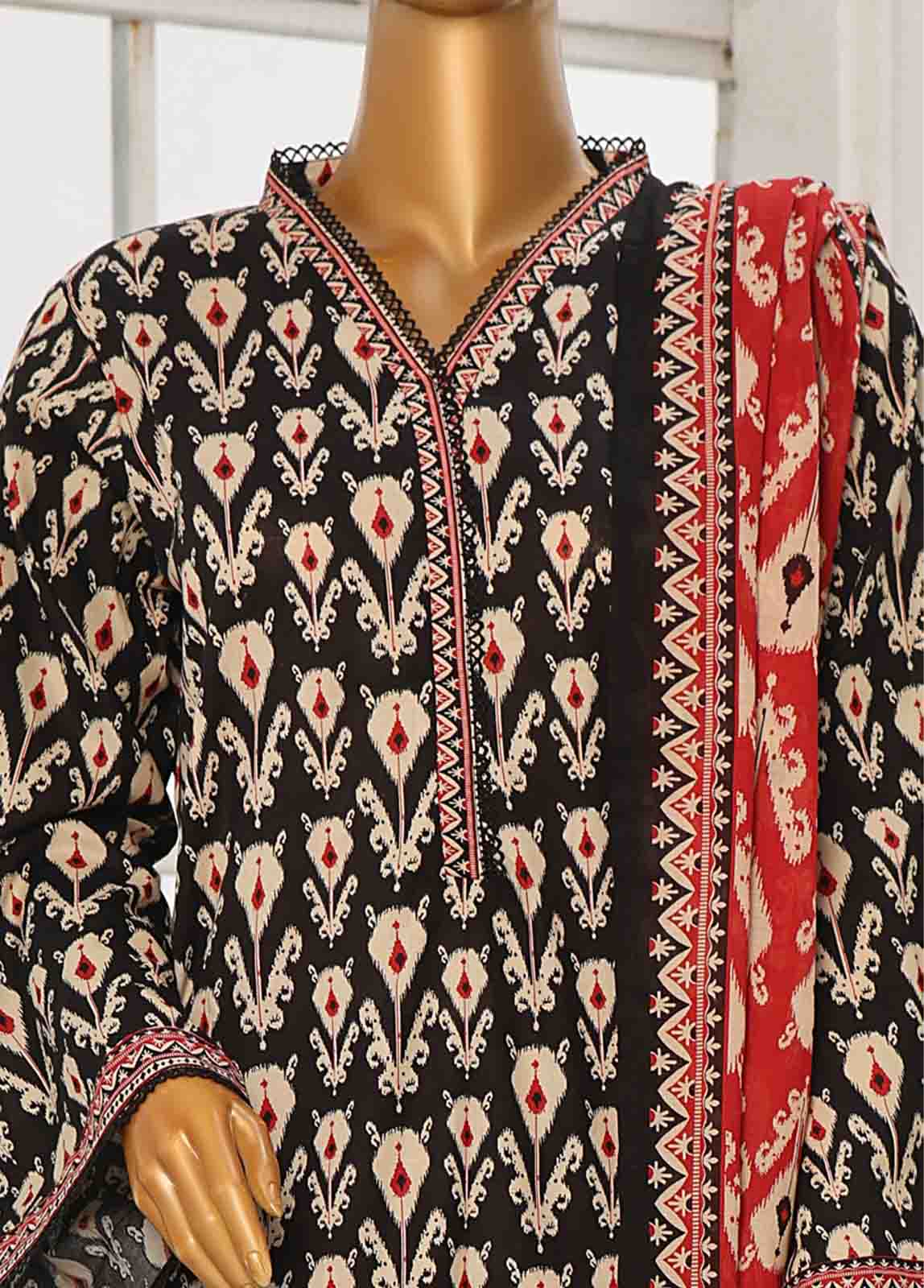 Bin Saeed Fabric - WC-049- 3 Piece Printed Cotton Suit