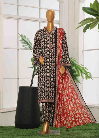 Bin Saeed Fabric - WC-049- 3 Piece Printed Cotton Suit