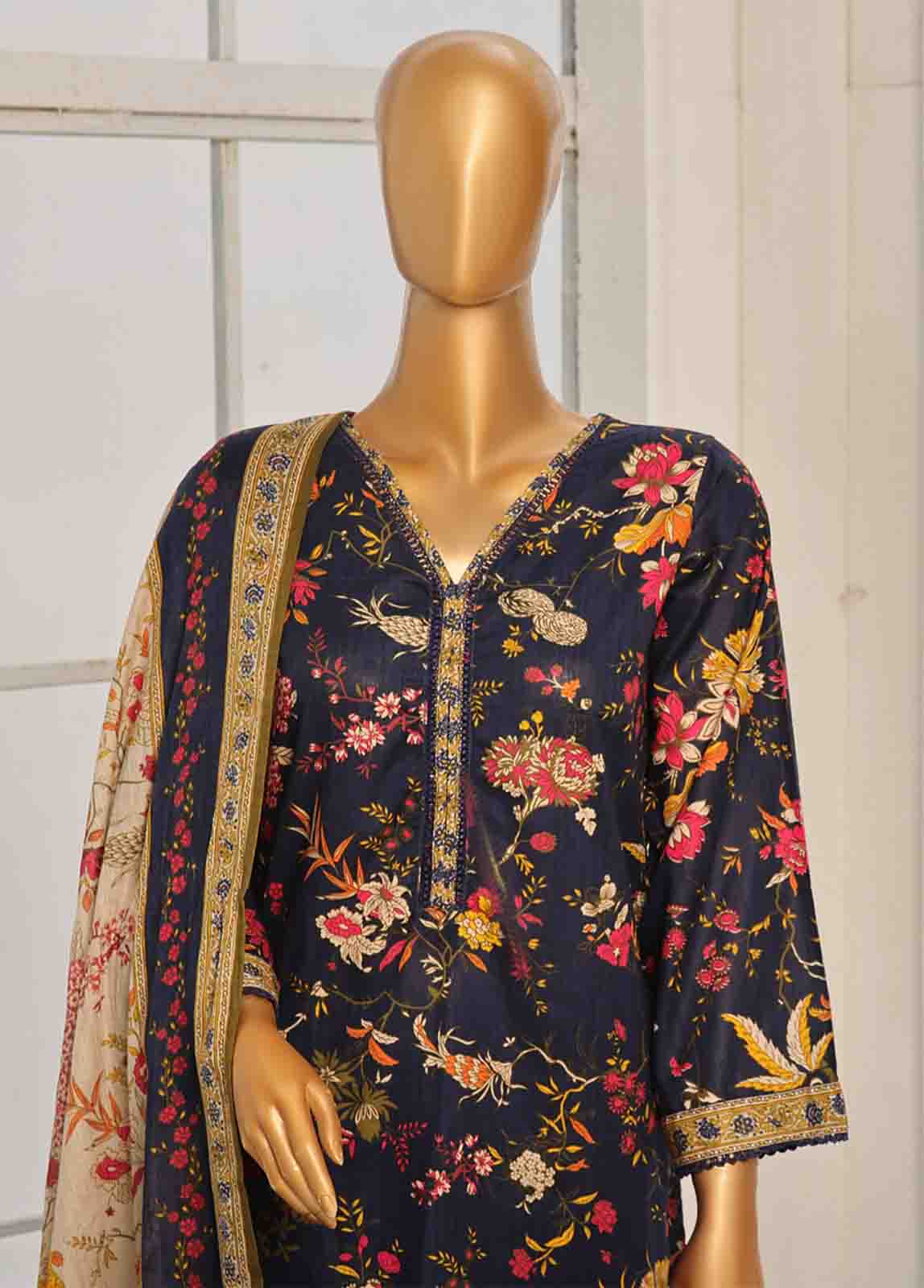 Bin Saeed Fabric - WC-051- 3 Piece Printed Cotton Suit