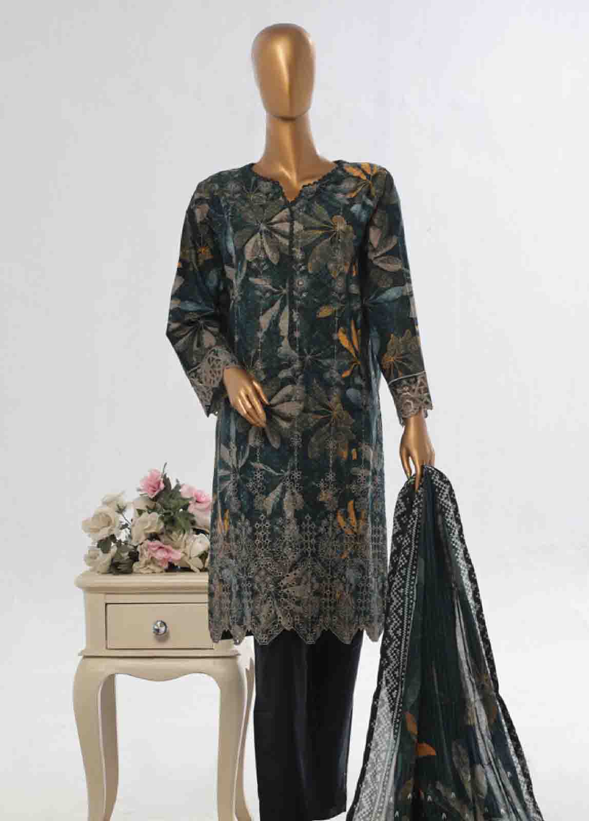 Bin Saeed Fabric - WC-11- 3 Piece Luxury Embroidered Stitched Suit