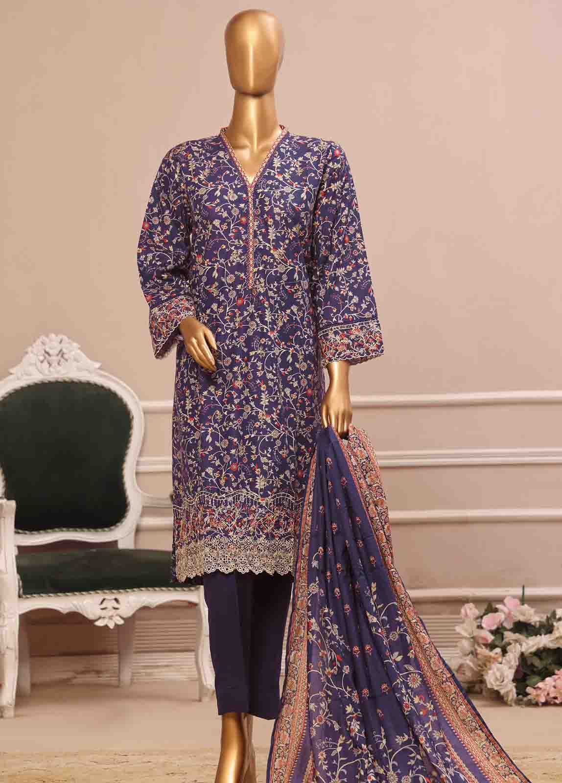 Bin Saeed Fabric - WC-17- 3 Piece Luxury Embroidered Stitched Suit