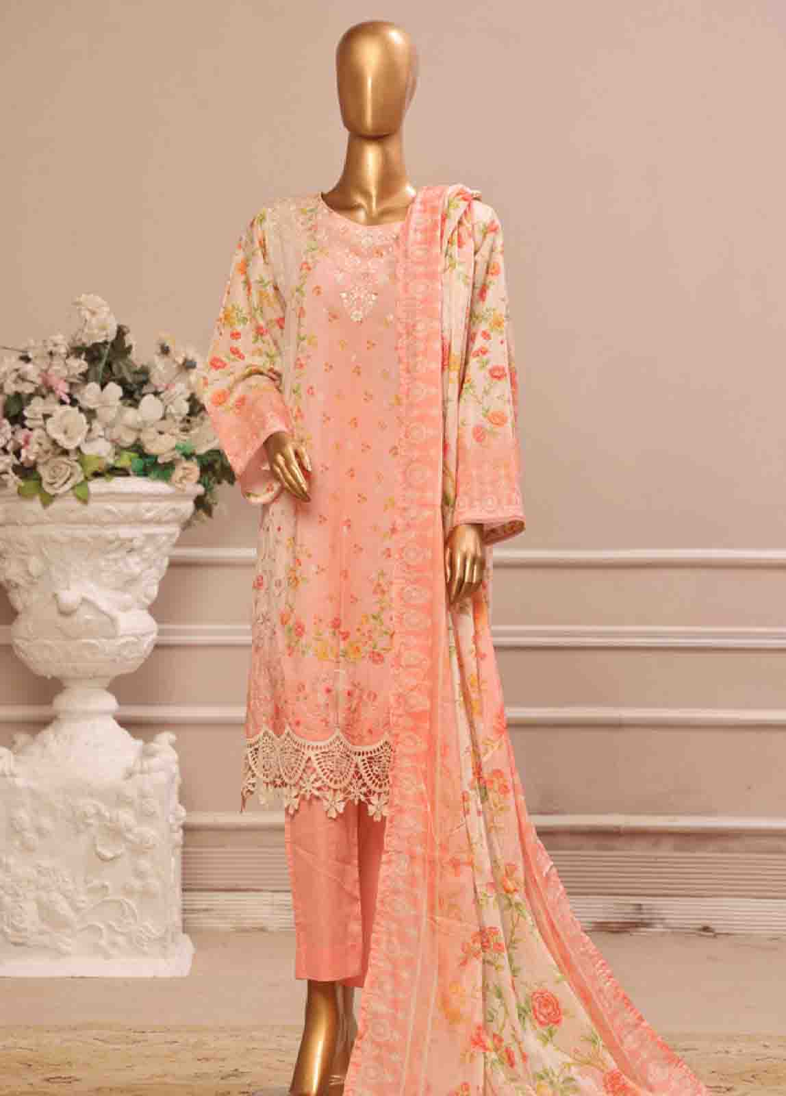 Bin Saeed Fabric - WC-22- 3 Piece Luxury Embroidered Stitched Suit