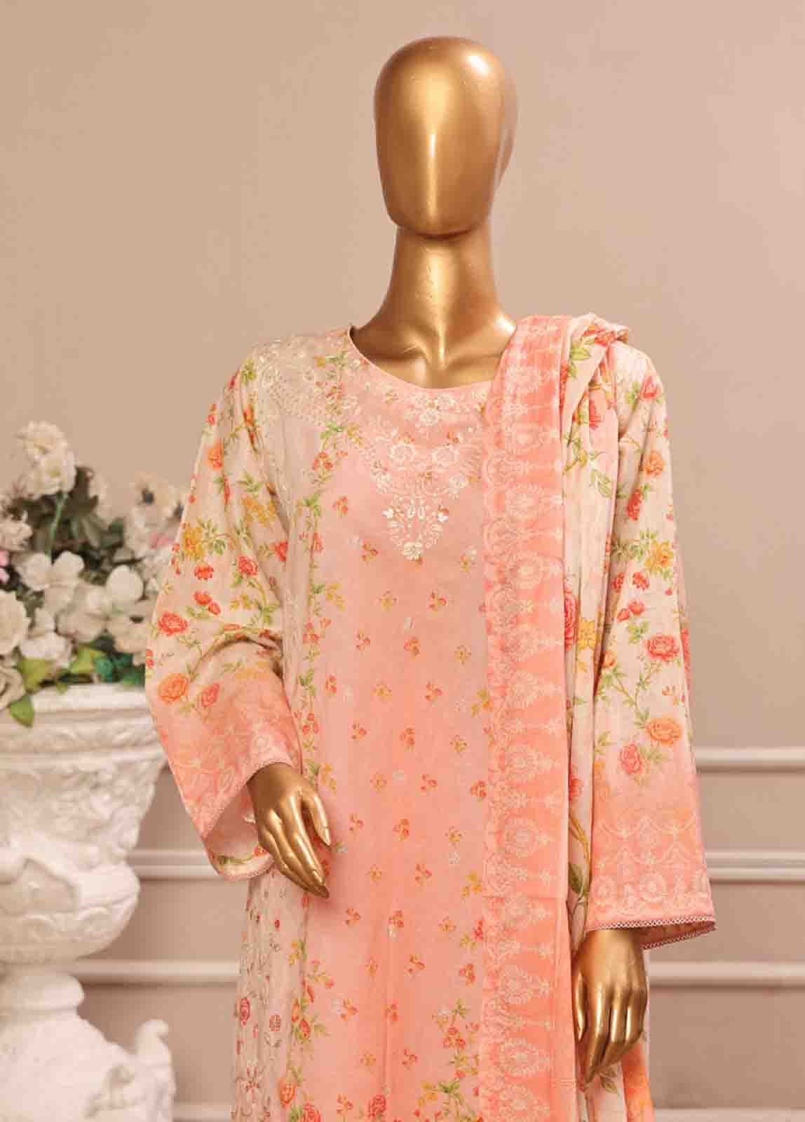 Bin Saeed Fabric - WC-22- 3 Piece Luxury Embroidered Stitched Suit