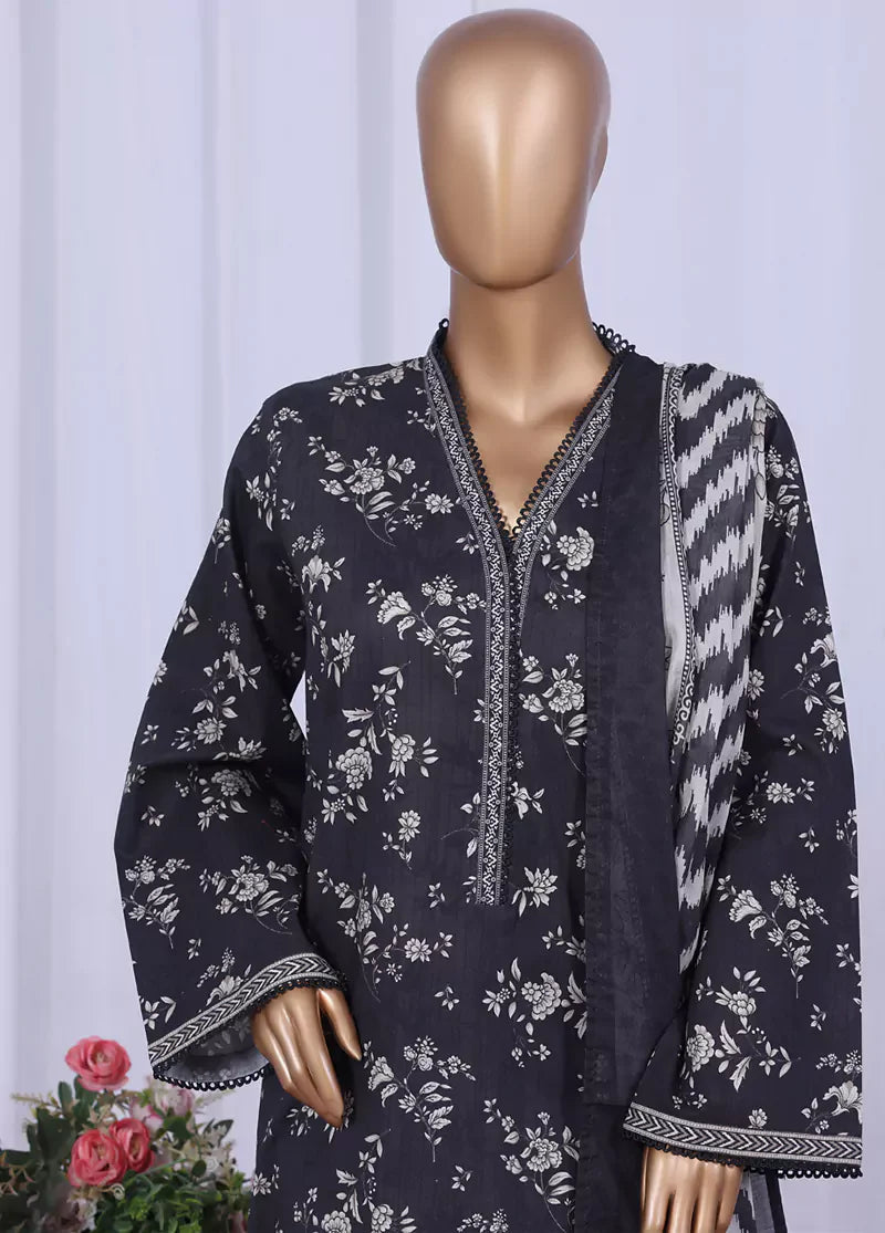 WC-2501- 3 Piece Printed Cotton Stitched Suit