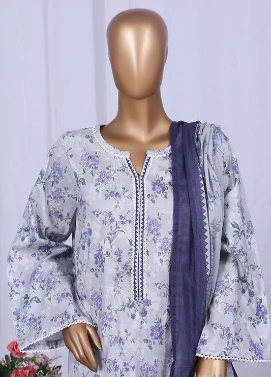 WC-2503- 3 Piece Printed Cotton Stitched Suit