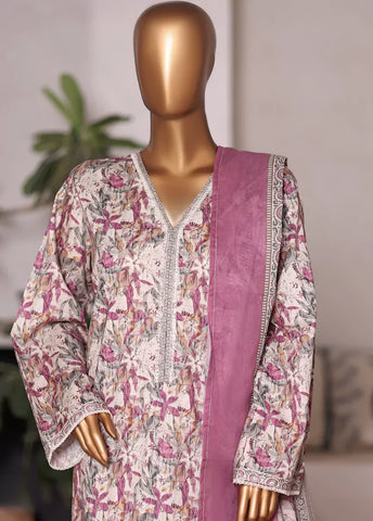 WC-2513- 3 Piece Printed Cotton Stitched Suit