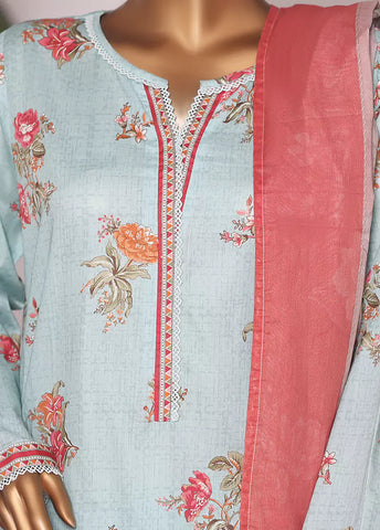 WC-2514- 3 Piece Printed Cotton Stitched Suit