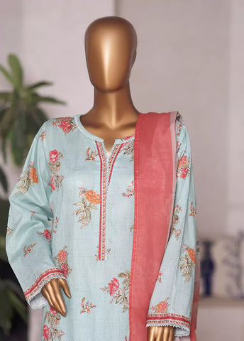 WC-2514- 3 Piece Printed Cotton Stitched Suit