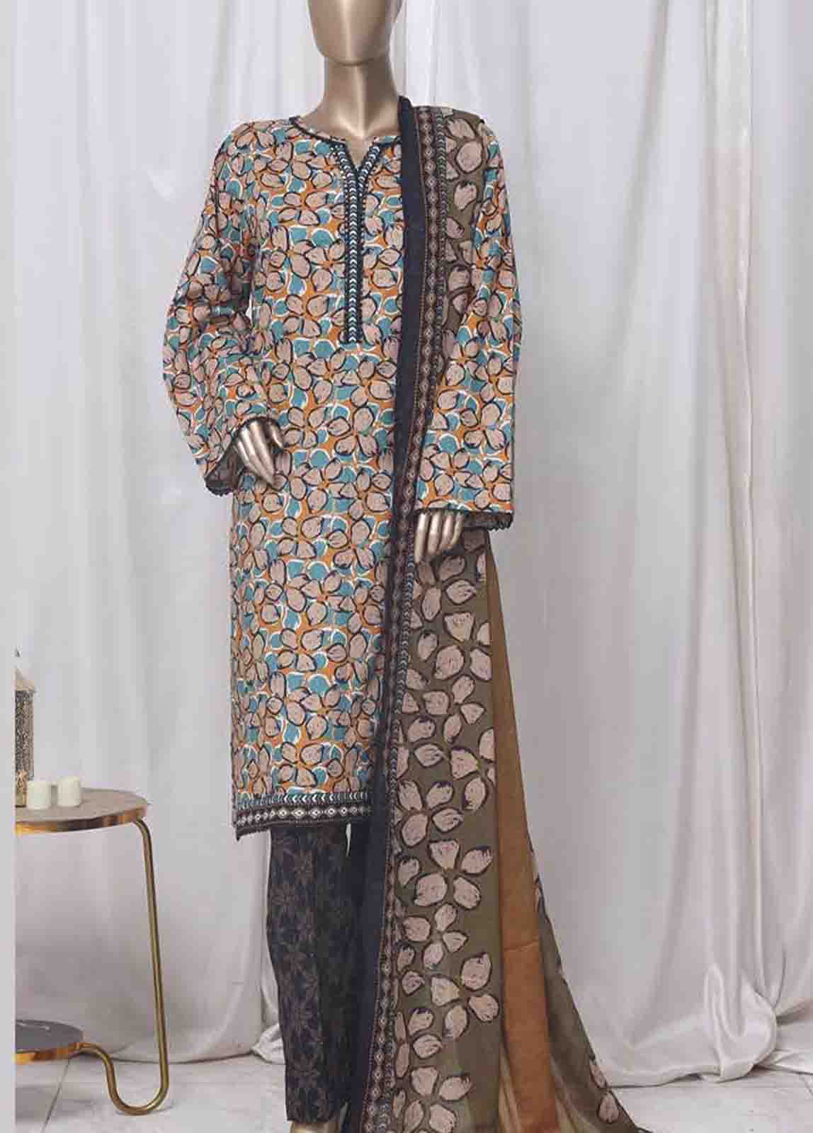 Bin Saeed Fabric - WC-2516- 3 Piece Printed Cotton Stitched Suit