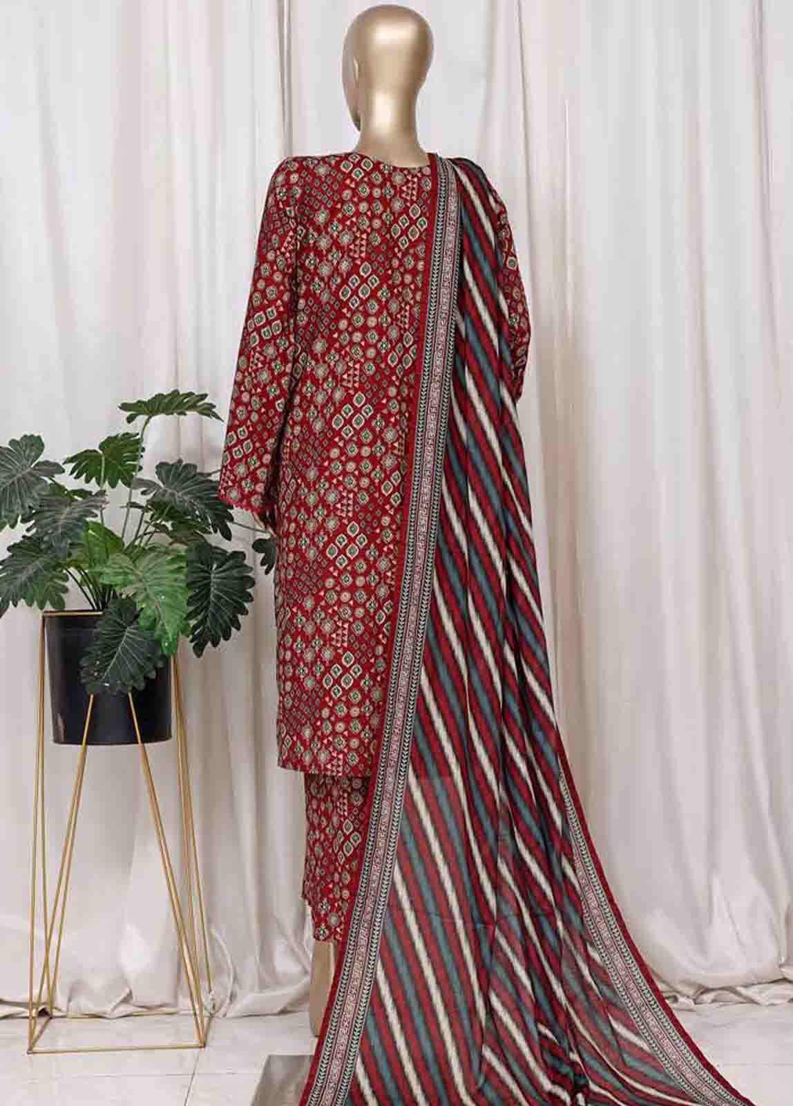 Bin Saeed Fabric - WC-2521- 3 Piece Printed Cotton Stitched Suit