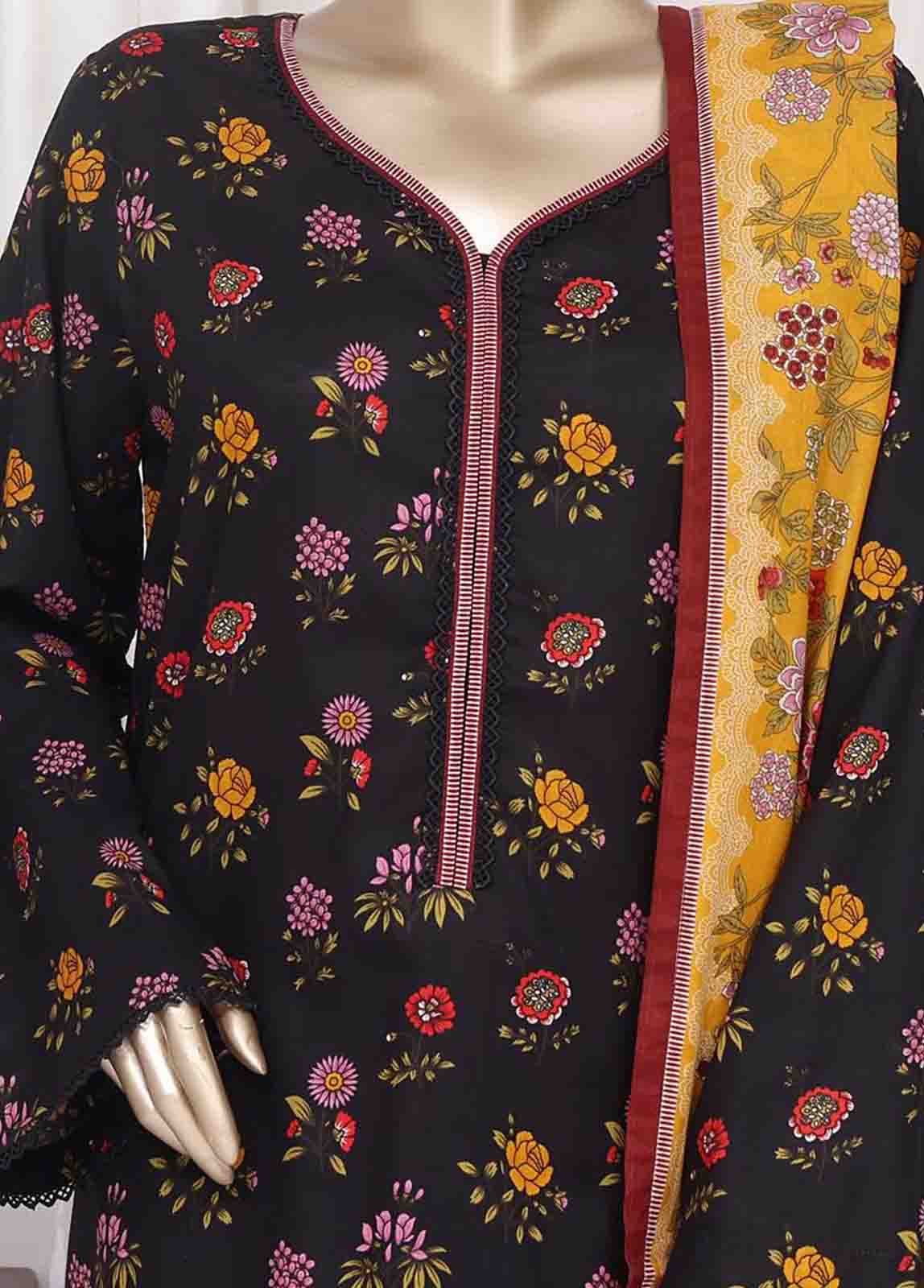 Bin Saeed Fabric - WC-2522- 3 Piece Printed Cotton Stitched Suit