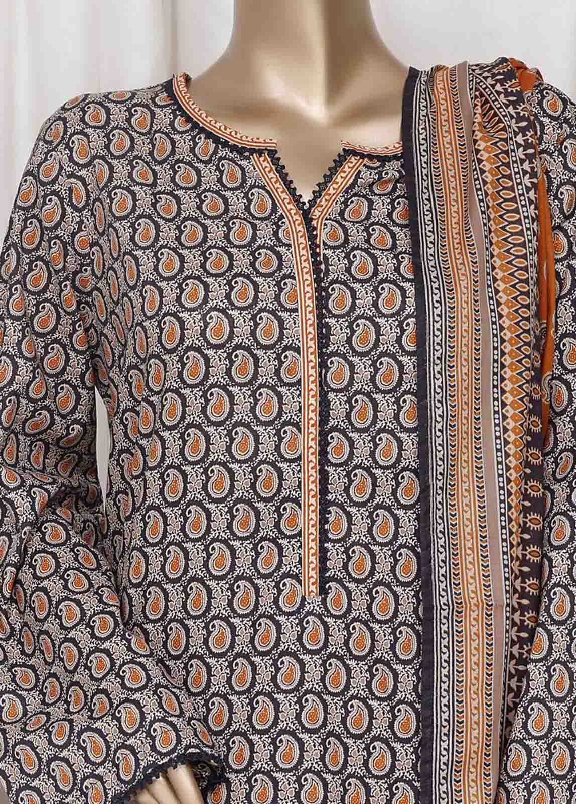 Bin Saeed Fabric - WC-2523- 3 Piece Printed Cotton Stitched Suit