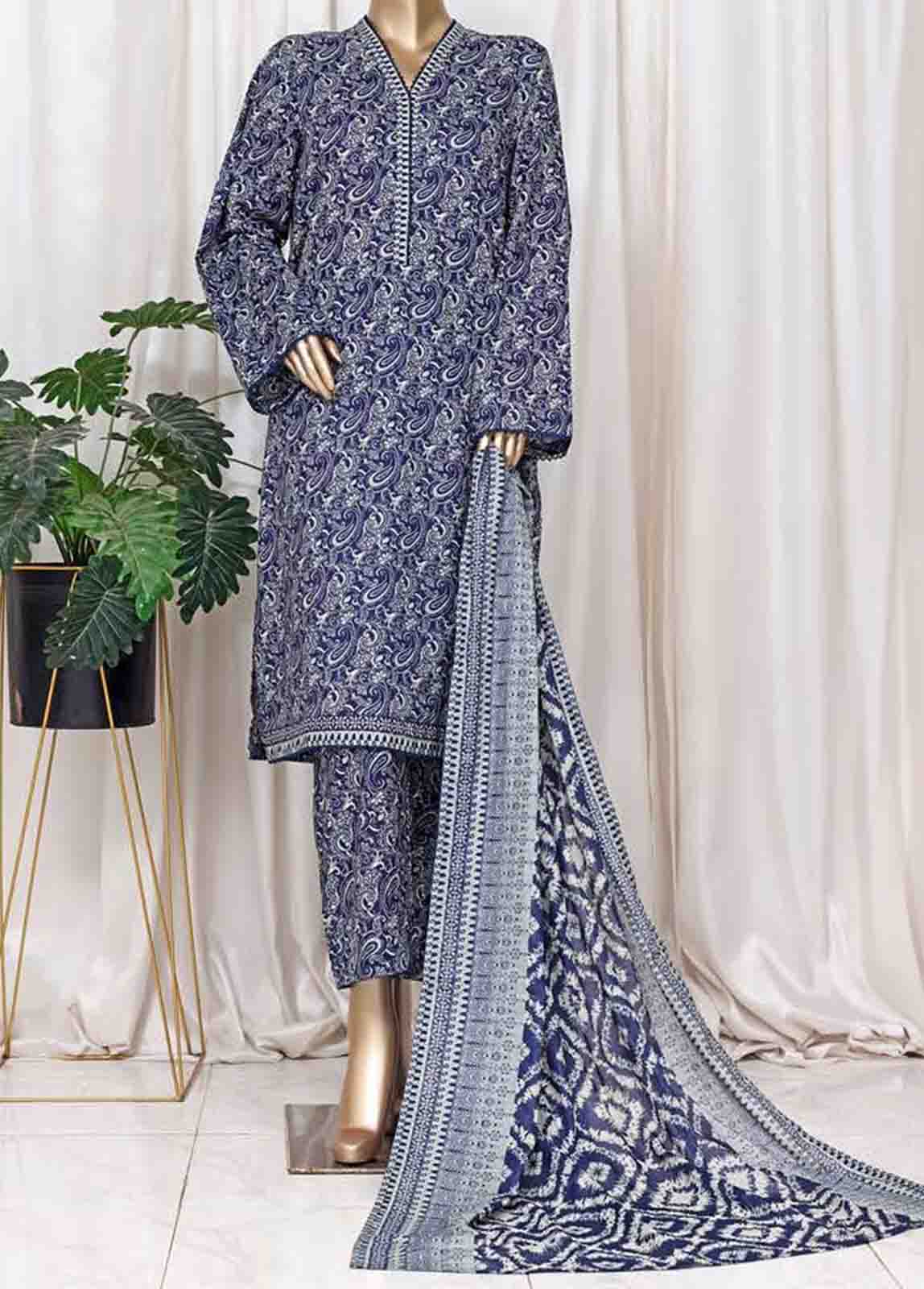 Bin Saeed Fabric - WC-2527- 3 Piece Printed Cotton Stitched Suit