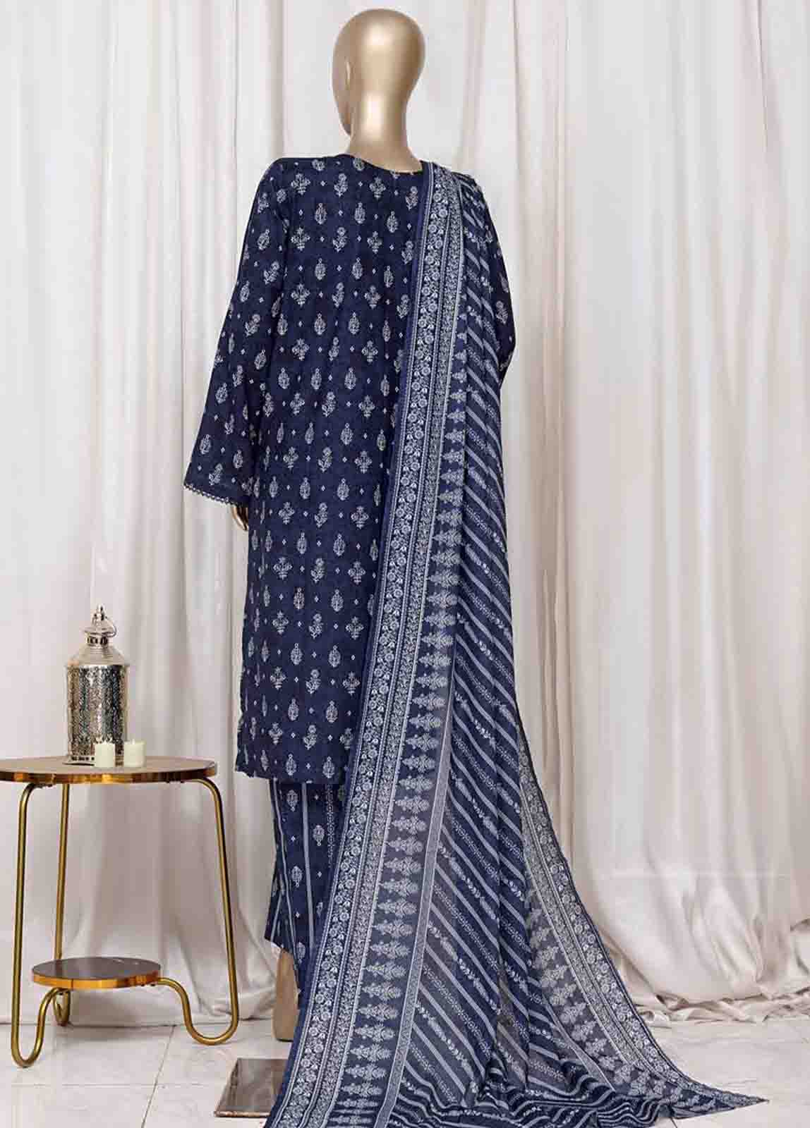 Bin Saeed Fabric - WC-2530- 3 Piece Printed Cotton Stitched Suit