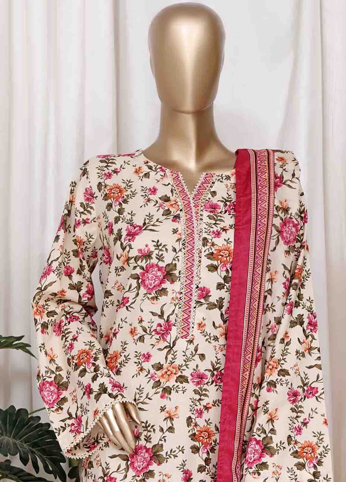 Bin Saeed Fabric - WC-2533- 3 Piece Printed Cotton Stitched Suit