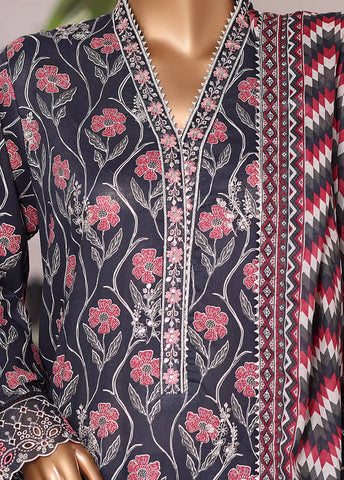 3 Piece Embroidered MultiColor Cotton Suit with Farshi Shalwar & Dupatta