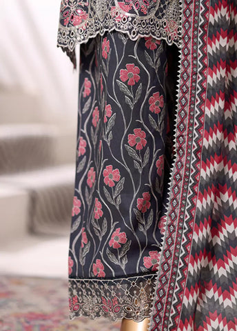 3 Piece Embroidered MultiColor Cotton Suit with Farshi Shalwar & Dupatta