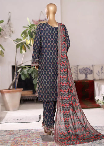 3 Piece Embroidered MultiColor Cotton Suit with Farshi Shalwar & Dupatta