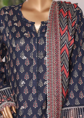 3 Piece Embroidered MultiColor Cotton Suit with Farshi Shalwar & Dupatta