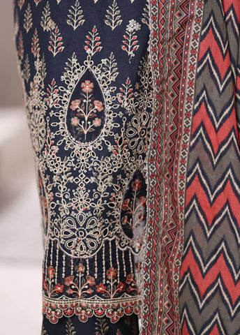 3 Piece Embroidered MultiColor Cotton Suit with Farshi Shalwar & Dupatta