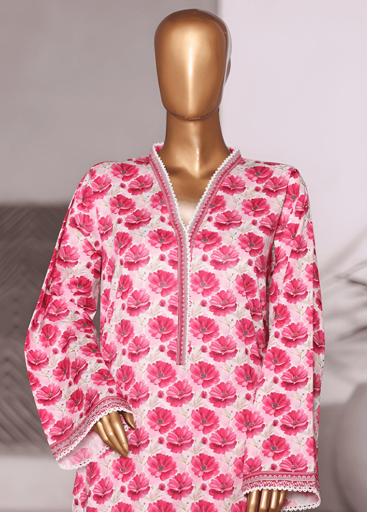 WC-2564-2- 2 Piece Printed Cotton Stitched Co Ords