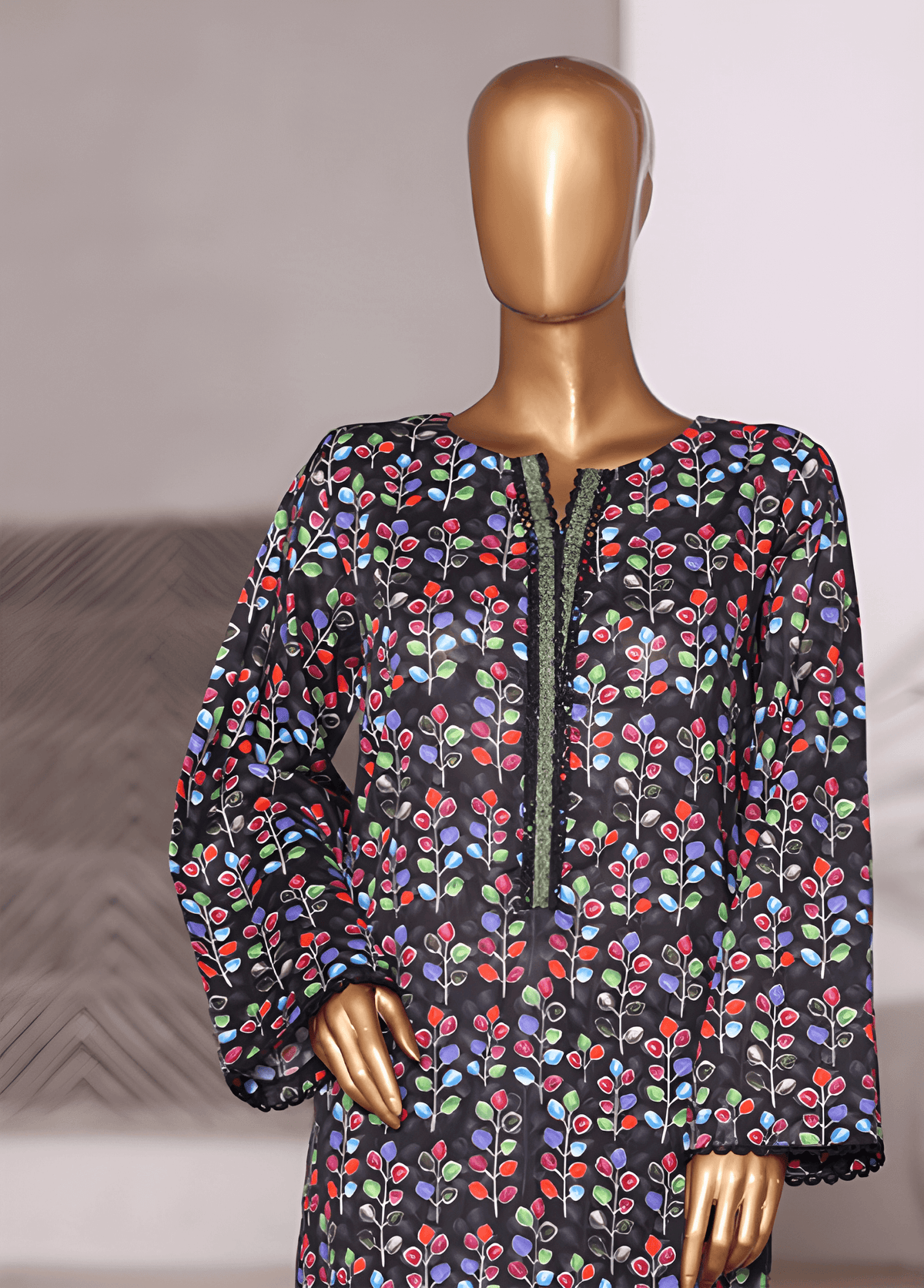 WC-2573-2- 2 Piece Printed Cotton Stitched Co Ords