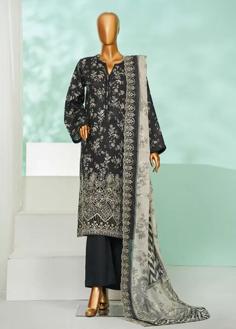 3 Piece Black Color Chikankari Lawn Shirt with Trouser & Embroidered Dupatta