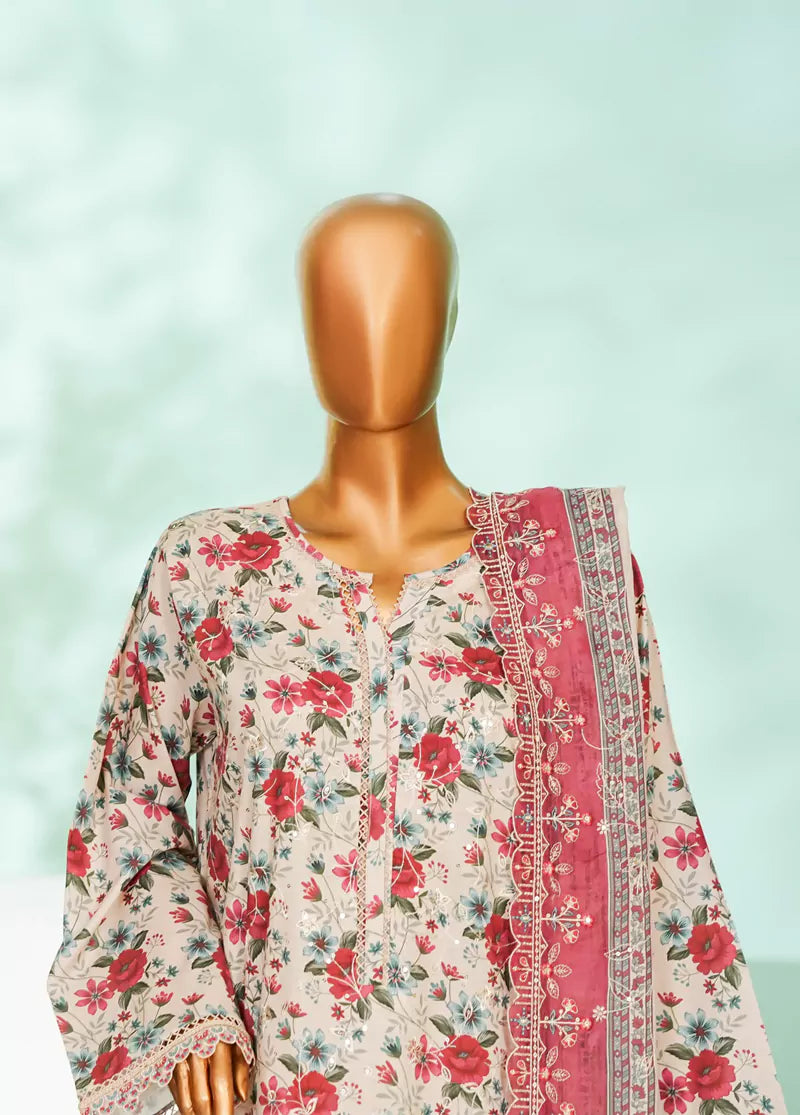 3 Piece MultiColor Chikankari Lawn Shirt with Trouser & Embroidered Dupatta