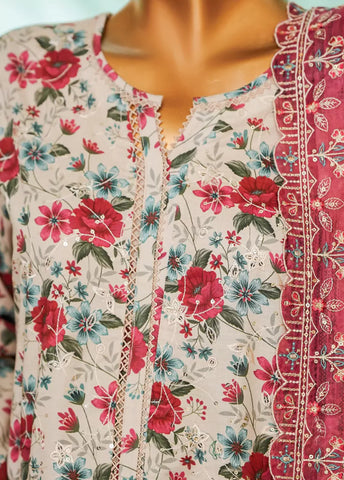 3 Piece MultiColor Chikankari Lawn Shirt with Trouser & Embroidered Dupatta