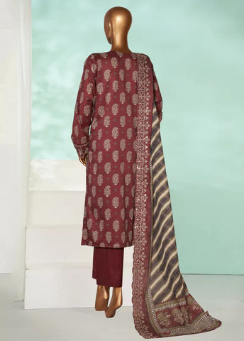 3 Piece Maroon Color Chikankari Lawn Shirt with Trouser & Embroidered Dupatta