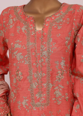 3 Piece Punch Pink Color Embroidered Lawn Shirt with Trouser & Embroidered Dupatta