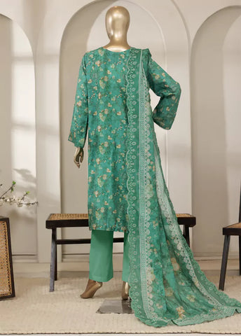3 Piece Turquoise Color Embroidered Lawn Shirt with Trouser & Embroidered Dupatta