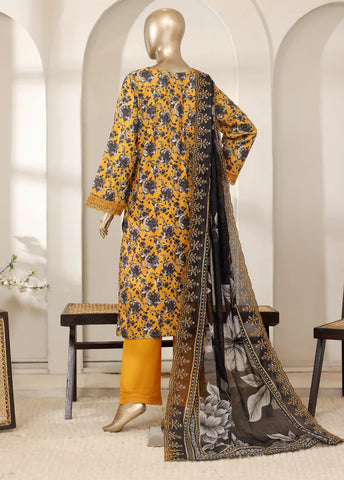 3 Piece Orange & Black Color Embroidered Lawn Shirt with Trouser & Embroidered Dupatta