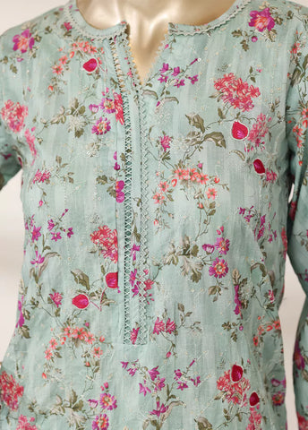 3 Piece Mint Green Color Embroidered Lawn Shirt with Trouser & Embroidered Dupatta