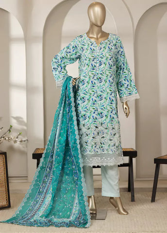 3 Piece MultiColor Embroidered Lawn Shirt with Trouser & Embroidered Dupatta