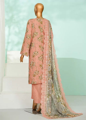 3 Piece Peach Color Chikankari Lawn Shirt with Trouser & Embroidered Dupatta