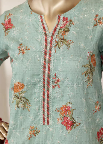 3 Piece Pastel Blue Color Embroidered Lawn Shirt with Trouser & Embroidered Dupatta