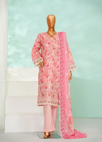 3 Piece Flamingo Pink Color Chikankari Lawn Shirt with Trouser & Embroidered Dupatta