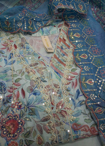 3 Piece MultiColor Embroidered Lawn Shirt withTrouser & Embroidered Dupatta