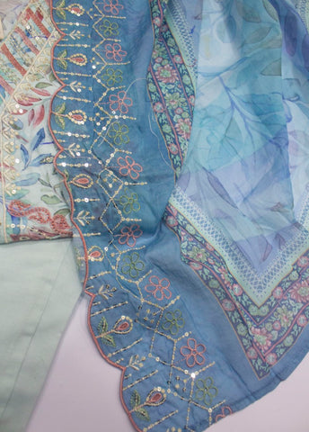 3 Piece MultiColor Embroidered Lawn Shirt withTrouser & Embroidered Dupatta