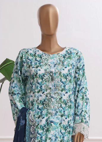 3 Piece MultiColor Embroidered Lawn Shirt with  Embroidered Trouser & Dupatta