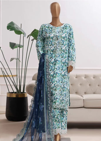 3 Piece MultiColor Embroidered Lawn Shirt with  Embroidered Trouser & Dupatta
