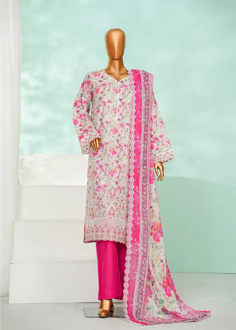 3 Piece Pink Color Chikankari Lawn Shirt with Trouser & Embroidered Dupatta