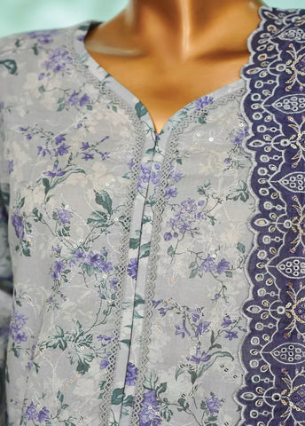 3 Piece Grey Color Chikankari Lawn Shirt with Trouser & Embroidered Dupatta