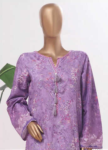 3 Piece Lilac Color Embroidered Lawn Shirt with Trouser & Embroidered Dupatta