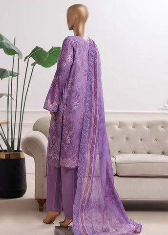 3 Piece Lilac Color Embroidered Lawn Shirt with Trouser & Embroidered Dupatta