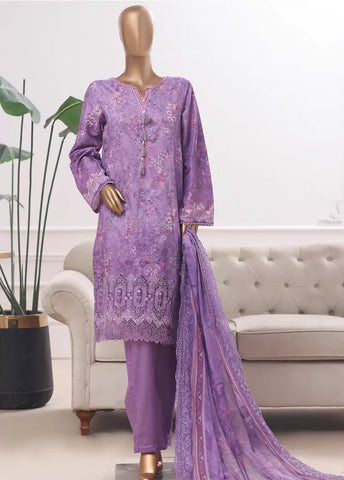3 Piece Lilac Color Embroidered Lawn Shirt with Trouser & Embroidered Dupatta