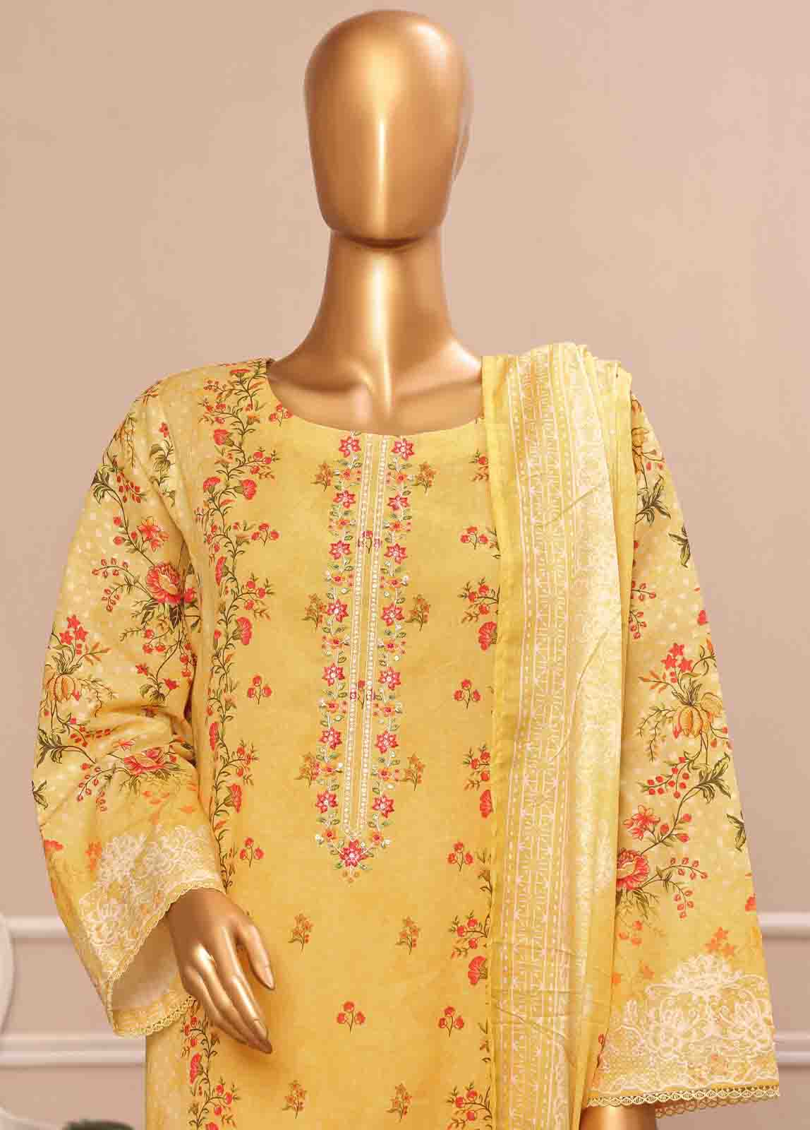 Bin Saeed Fabric - WC-28- 3 Piece Luxury Embroidered Stitched Suit